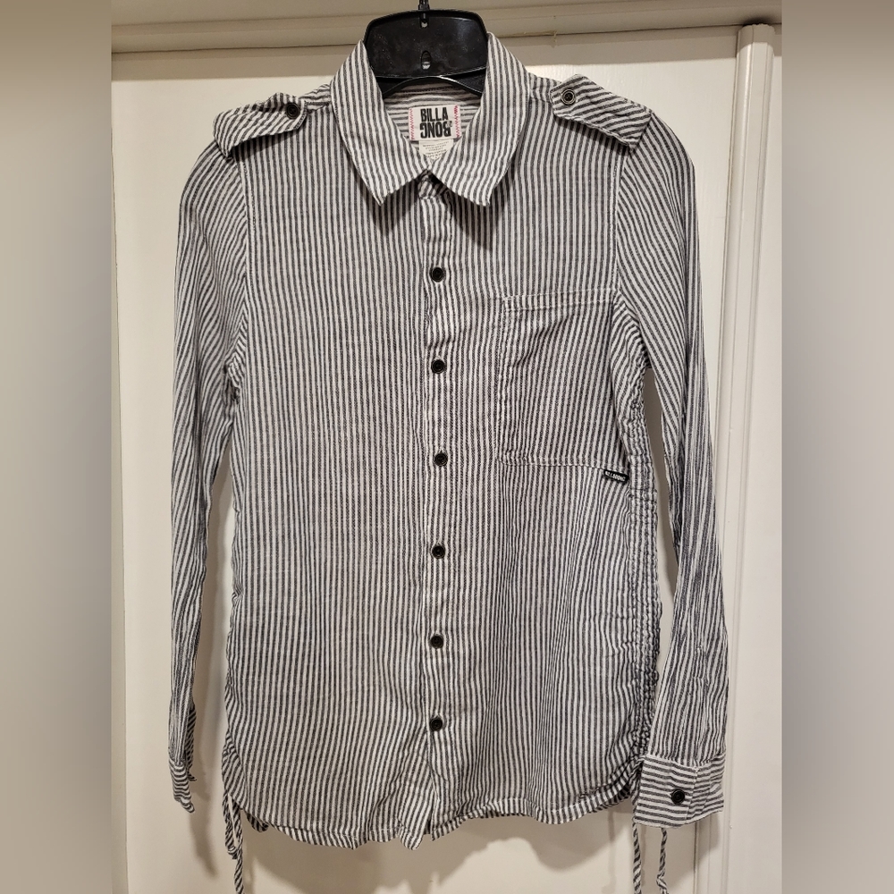Billabong Striped Pocket Button-Up Longsleeve Shirt - Size Small